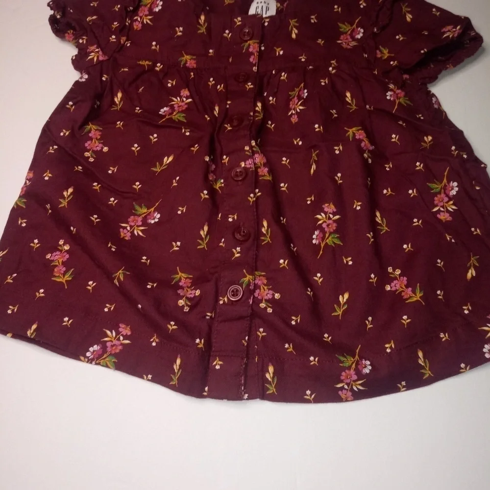 Girls Gap floral short sleeve button down shirt - Picture 9 of 14